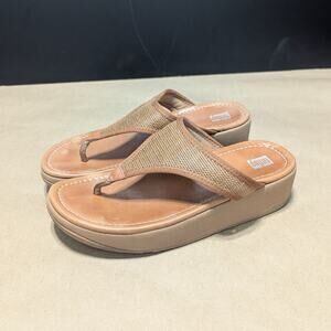 FitFlop LULU Leather Toe Post Thong Sandals Flip Flops Womens 8 Summer T-Bar